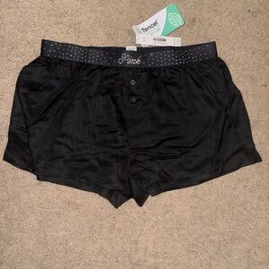 PINK Victoria's Secret Black Satin Pajama Shorts